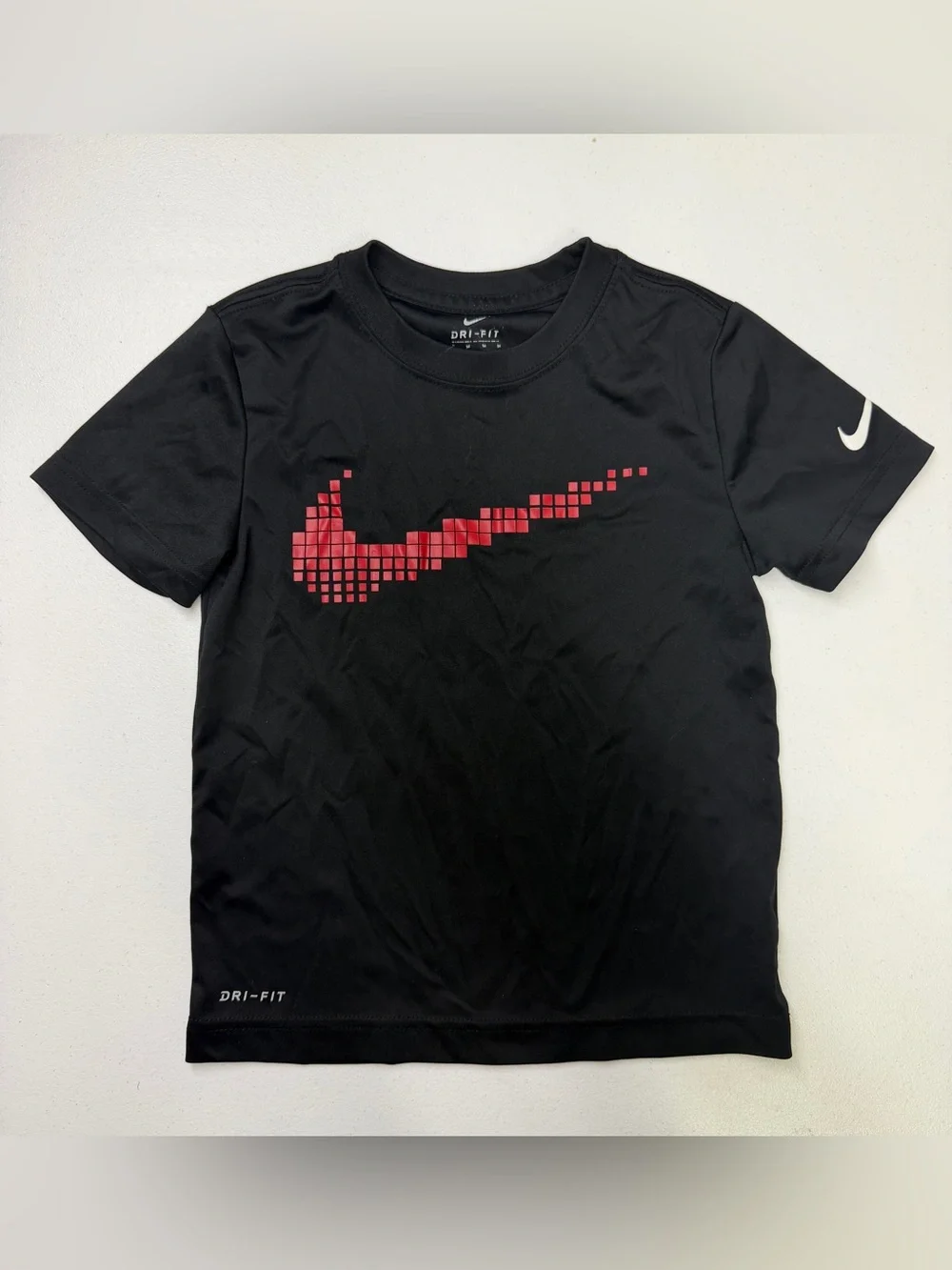 Nike Black Short-Sleeve Dri-FIT Tee with Red Pixel Swoosh
